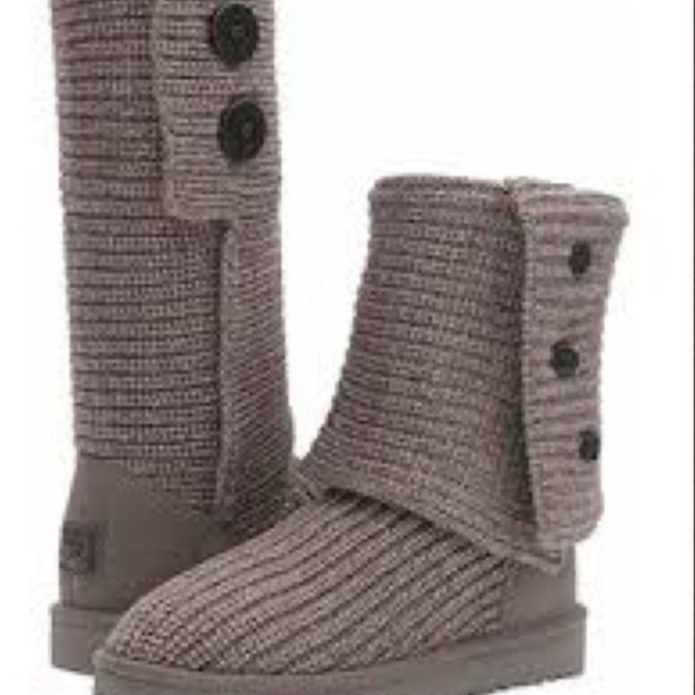 UGG Taupe Knit Cuff Boots